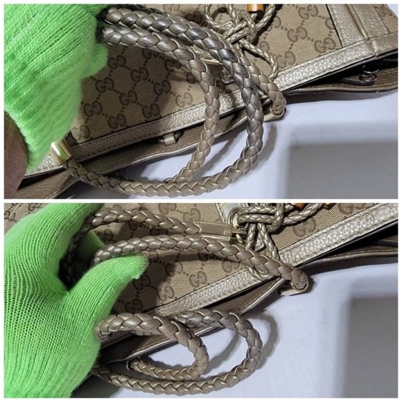 Authentic Gucci Bella Original Canvas GG Tote Bag Beige/Ebony - Picture 9 of 12